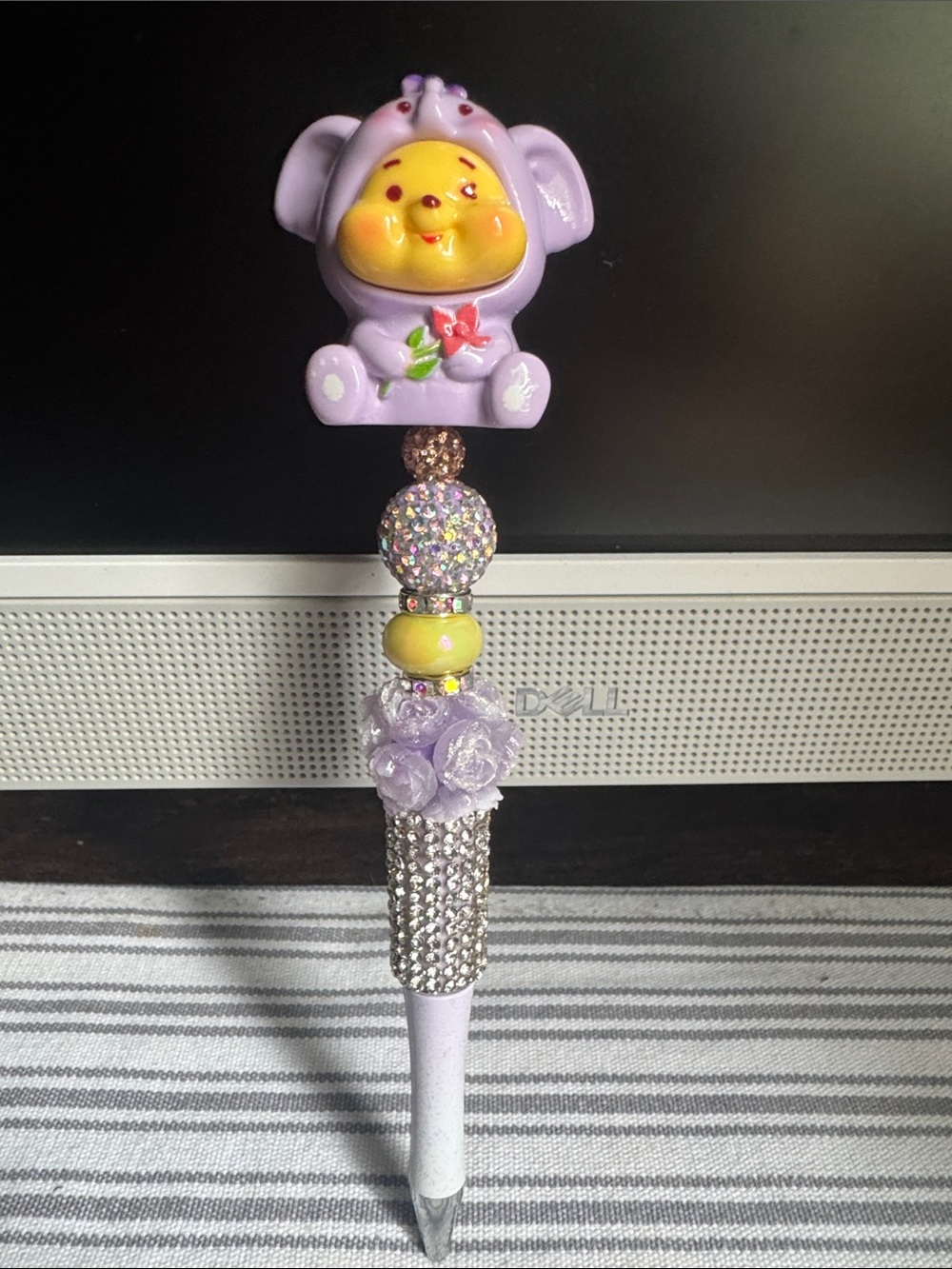 Cute Purple Elephant Beaded Kids Pen - Decorative Toy Accessory